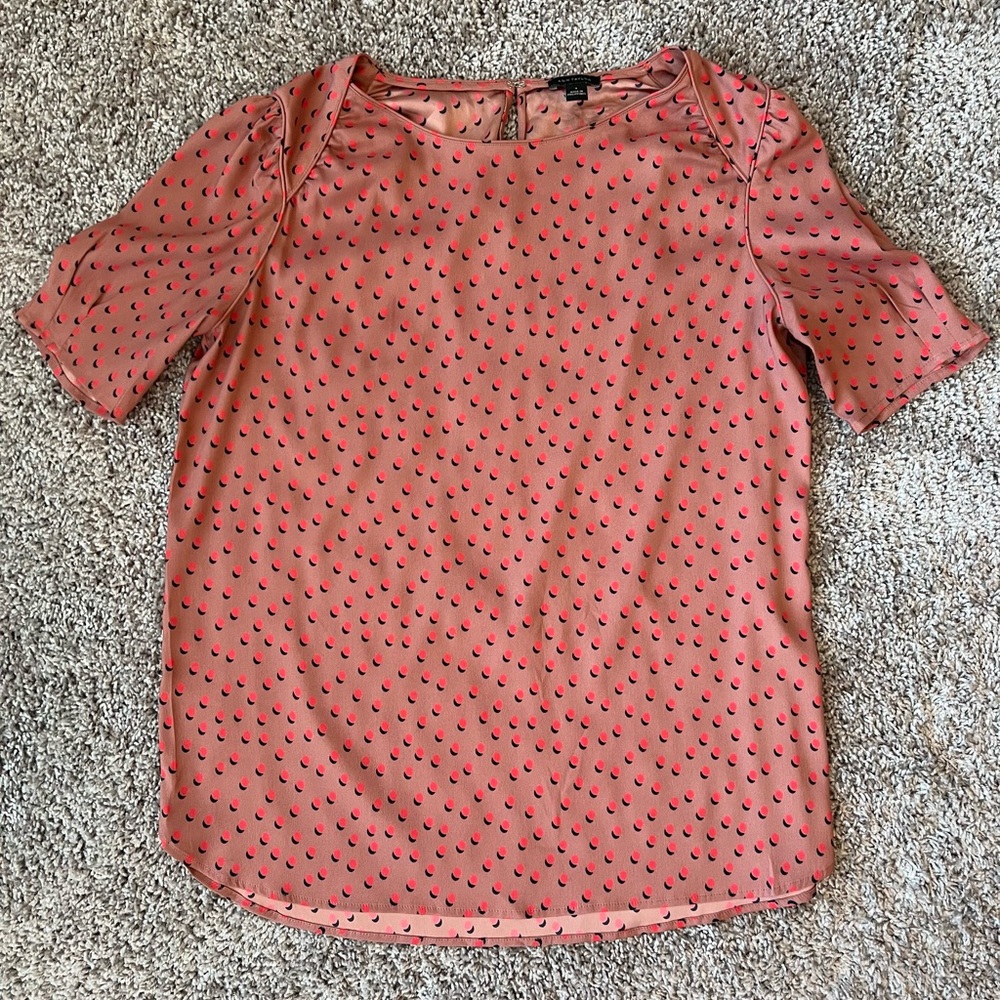 Ann Taylor Rose Pink Puff Sleeve Blouse